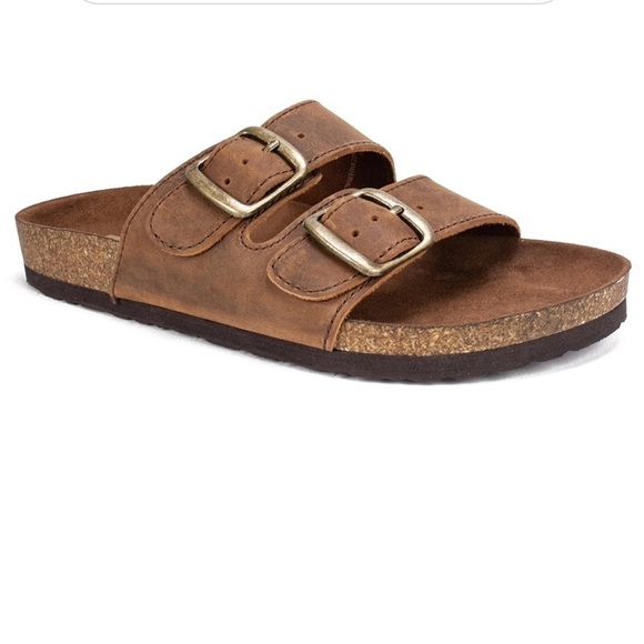 NEW White Mountain Helga Brown Double Strap Leather Slide Sandals - Picture 5 of 12